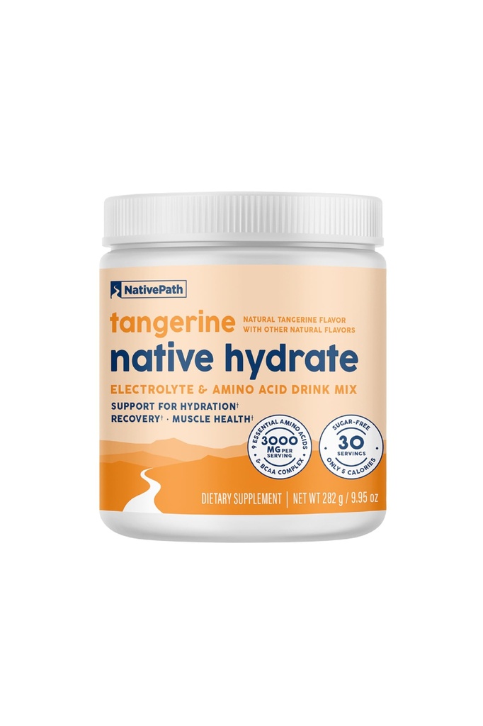 NativePath Hydrate, Zero Sugar, Elektrolites Powder z BCAA, Tangerine Hydration, Keto & Paleo prijazno, 30 Serving