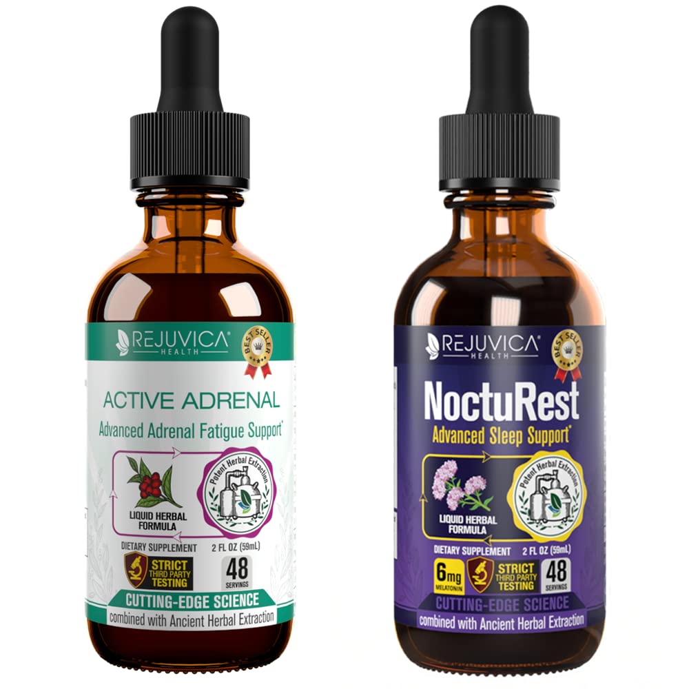 Active Adrenal + NoctuRest - podpira Adrenal Health + Sleep- Liquid Dostava za boljšo absorpcijo - Rhodiola, Hops, Sveti Basil, Melatonin, Ashwagandha & More!