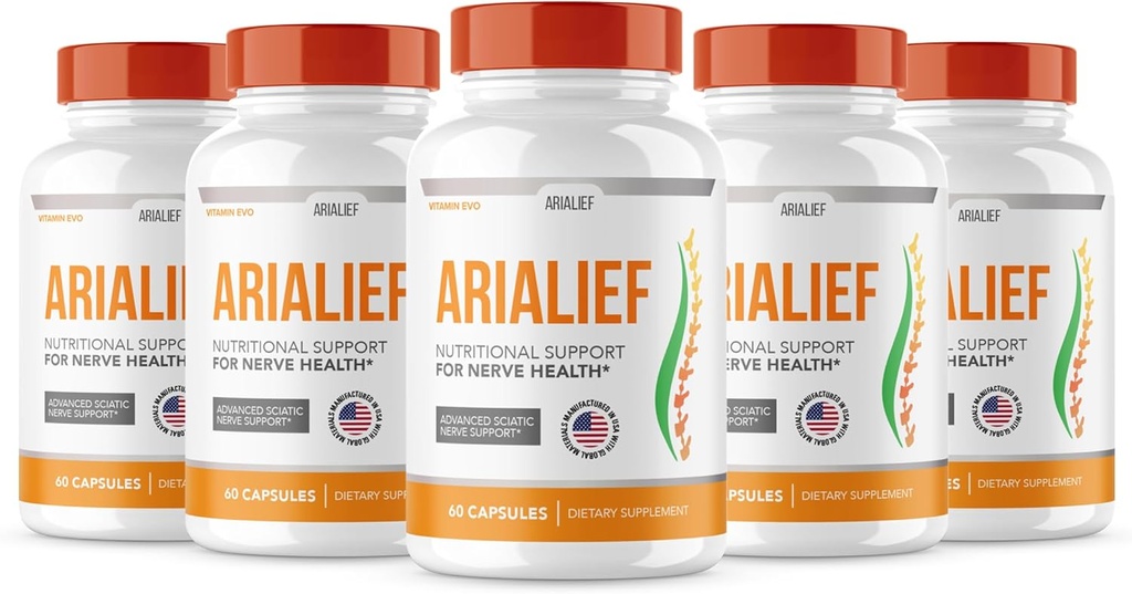 (5 PAKIRANJE) Arialief Sciatica Nervi Support, Arialeaf Advanced Nervi Health, Arialeaf Prime Palm Sciatica, Aria Leaf Primepalm Aria Lief, Nervi Relief Supplement Sciatic Soothing (300 kapsul)
