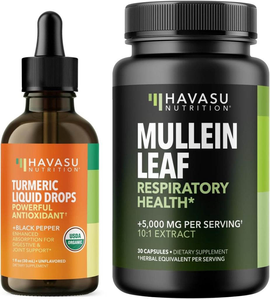 Organske kurkuma tekočine + Mullein listne kapsule