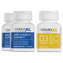 Podpora OmegaXL - Podpora za naravne mišice/imune, 60 softgels (2 paketa) & vitaminXL D3 Visoka jakost Dnevni vitamin D 5000 i.e. 125mcg dodatek (30 kapsul)