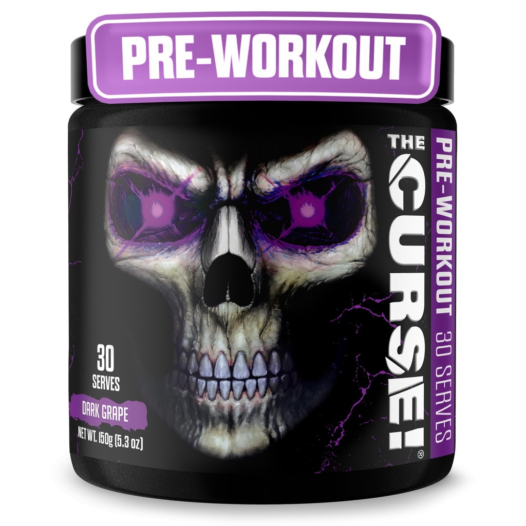 JNX SPORTI Prekletstvo! Dark Grape Pre Workout Powder z Kreatine – Extreme Energy Preworkout za moške in ženske – 30 Serving – L Citrulin, Beta Alanin & Kofein za črpalko, moč in fokus