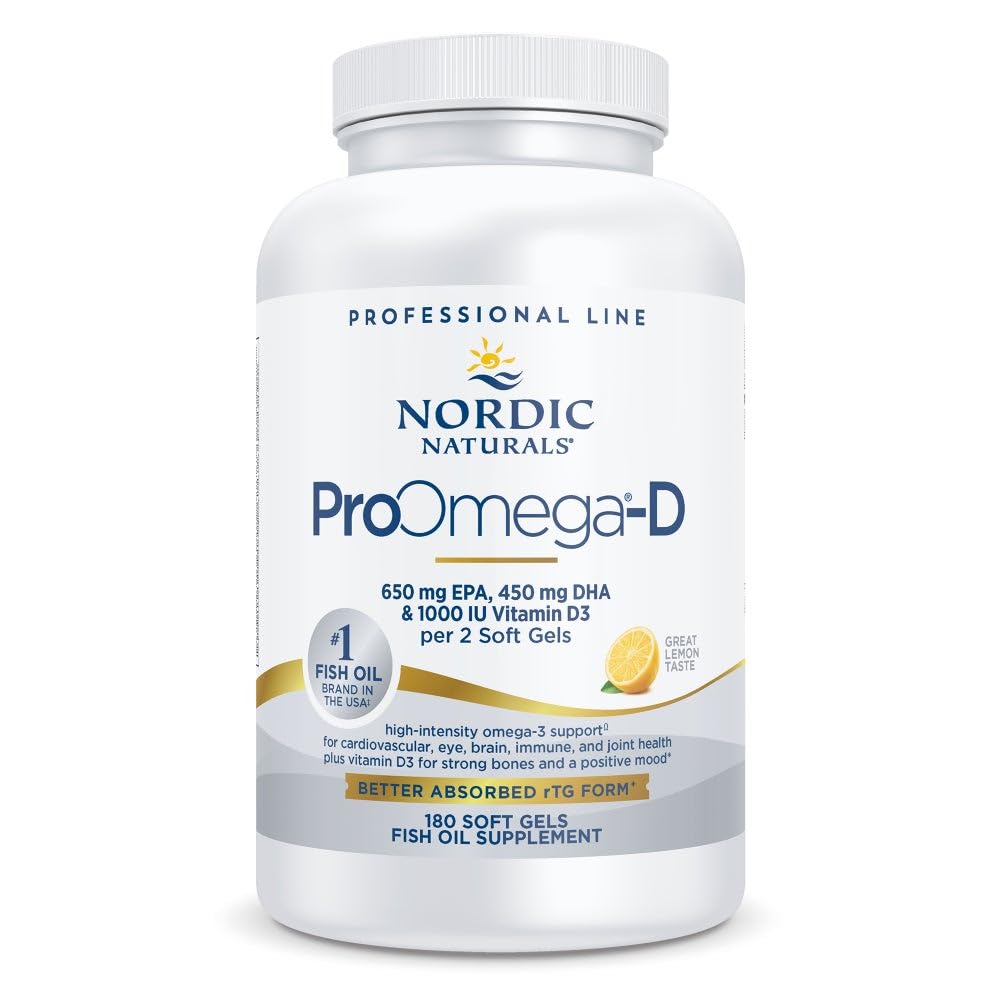 Nordic Naturals Proomega-D, limonska aroma - 180 mehkih gelov - 1280 mg Omega-3 + 1000 i.e. D3 - visokopotezno ribje olje - EPA & DHA - možgani, oko, srce, in imuno zdravje - Non-GMO - 90 Službnikov