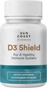 Sun Coast Sciences D3 Shield - vitamin D3 5000 i.e. za imuno podporo in zdravje kosti 60 vegetarijanske kapsule K2 s 180 mg kalcijevega karbonata največja absorpcija