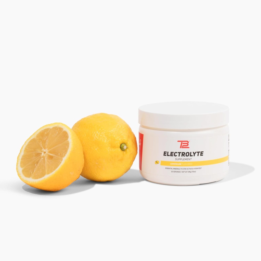 TB12 Elektrolit v prahu limonada – Mineral-Rich Elektrolit v prahu za hitro hidracijo Tom Brady - Naravni, nizko sladkor, Vegan, Gluten-free, Enostavno za mešanje - 30 Serving (1 jar)