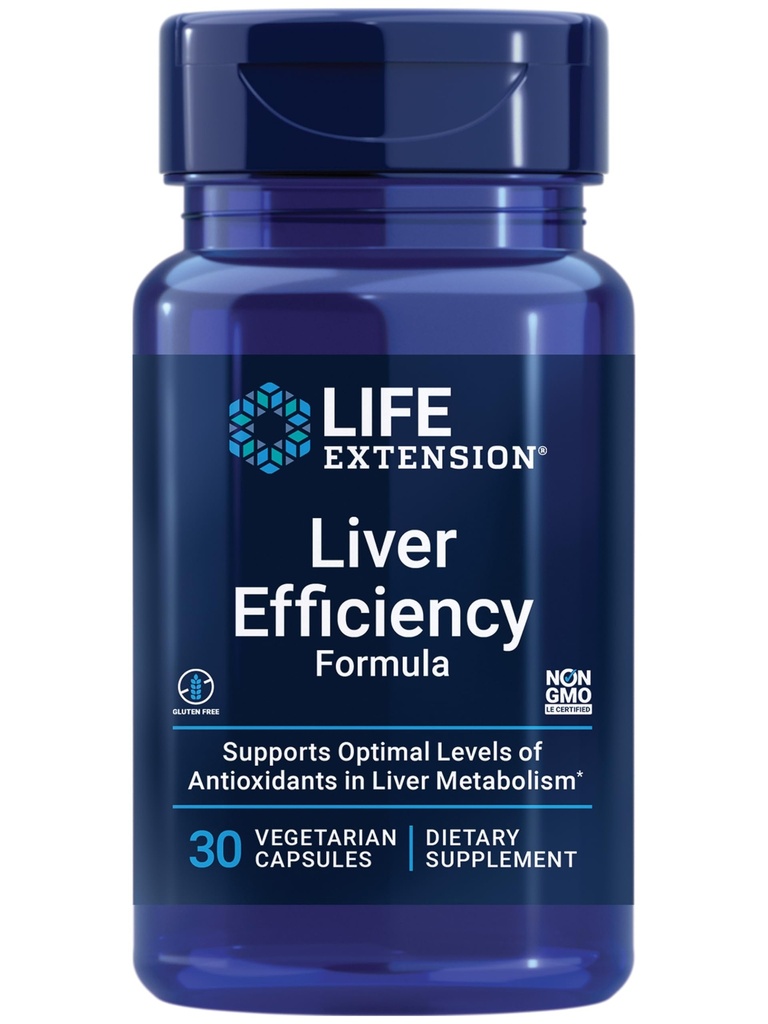 Life Extension Jetrna učinkovitost Formula, Podpira zdravo delovanje jeter na celični ravni in Optimalne ravni antioksidantov v presnovi jeter, Gluten-free, Ne-GMO, Vegetarian, 30 kapsul