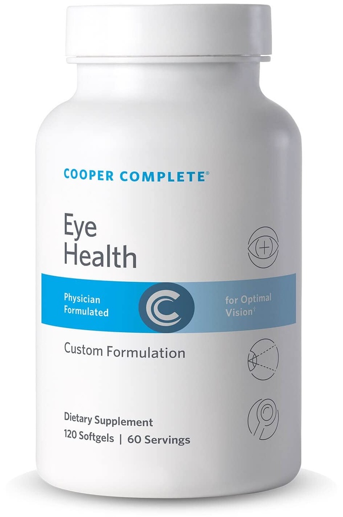 Cooper Complete - Eye Health Supplement - Lutein, Meso Zeaksantin, in Zeaksantin, Vitamin C & E - 120 Softgels na steklenico. Pakiranje po 2