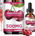 Magnezij Glicinat dodatek, Magnezij Glicinat Tekoče kapljice 500mg s kalcij, cink, vitamin B6, D3, L-teanin, Omega 3 za spanje, Mood, Stress Relief, kost, mišice, češnjeva aroma