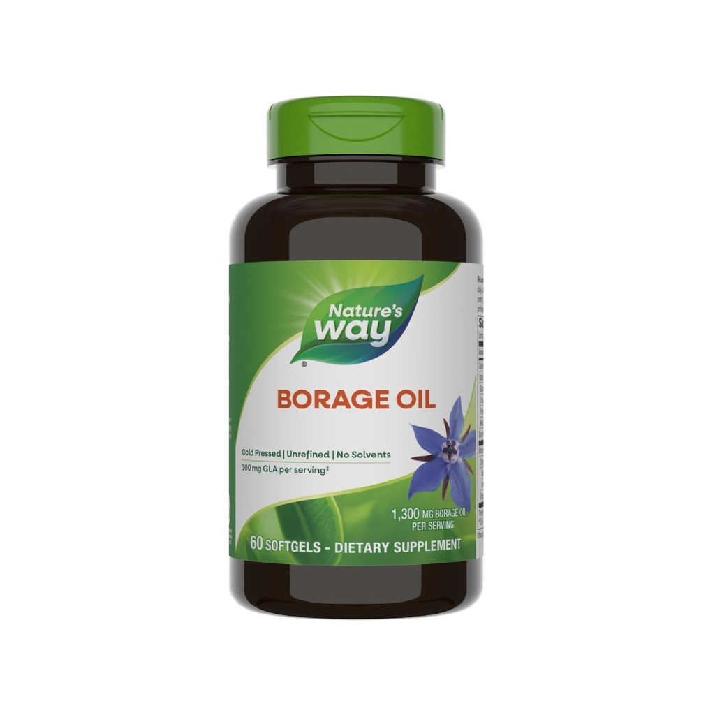 Narava pot Borage Oil, hladno stisnjeni in nerafinirani, GLA dodatek, 300 mg GLA in 440 mg linolna kislina na serviranje, 60 Softgels (Packaging May Vary)