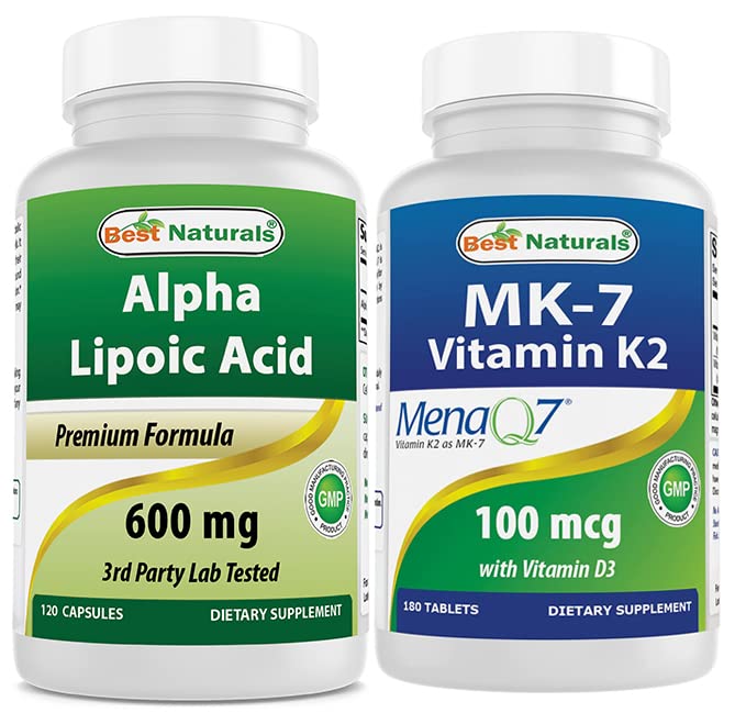 Najboljši naravni alfa lipojska kislina 600 mg & vitamin K2 (MK7) z D3