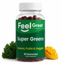 Super Greens Gummies - Zelena Superfoods dodatek s Špinačo, Broccoli, Kale, Beet Root, Elderberry za Immunity podporo - Sadje in zelenjava dodatek - lubenice aroma, 60 Gummies