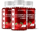 Vitamatski vitamin B Complex Gumies z vitaminom C & Inositol - Naravna jagodna aroma - 60 Gumies (3 steklenice)