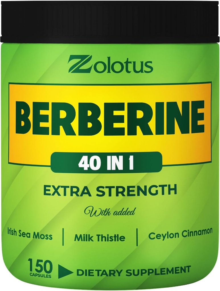 Zolotus Berberine Dodatek 40 v 1, s Sea Moss, Cimet, Mlečni osat, Apple Cider Vinegar, Quercetin za digestion, Imunski sistem in zdravje srca