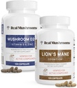 Vitamin D2, cink, Chaga, Reishi (120ct) in levja griva (120ct) – imuniteta in kognitivna podpora, kelirani cink za izboljšano absorpcijo - Vegan, brez glutena, ne-GMO