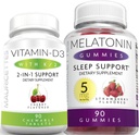 Mauricets žvečljivi vitamin D3 s K2 & Melatonin Gummies Bundle Imunska in podpora za spanje paket za otroke in odrasle