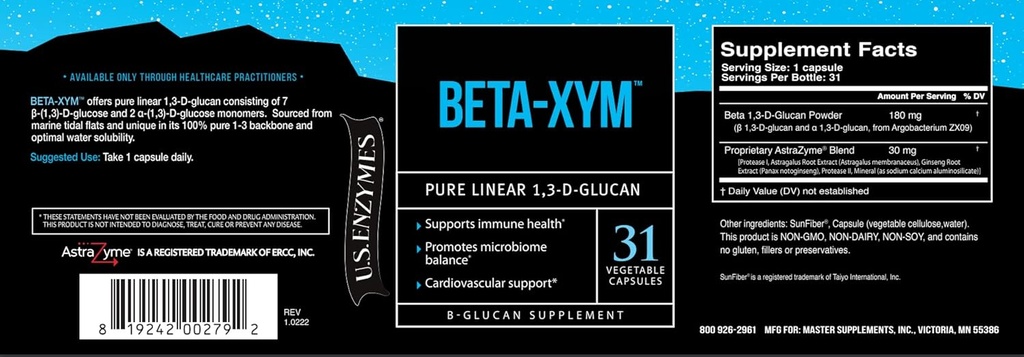 USAEnzymes ameriški encimi BETA-XYM 31 zelenjavnih kapsul. Podpira zdravje srca, zdravje kolonij in regularnost telesa tako dobro kot 31 grof (Pack od 1)
