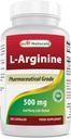 Best Naturals L-Arginin 500mg 250 Kapsule - farmacevtska stopnja L Arginin dodatek spodbuja sintezo dušikovega oksida