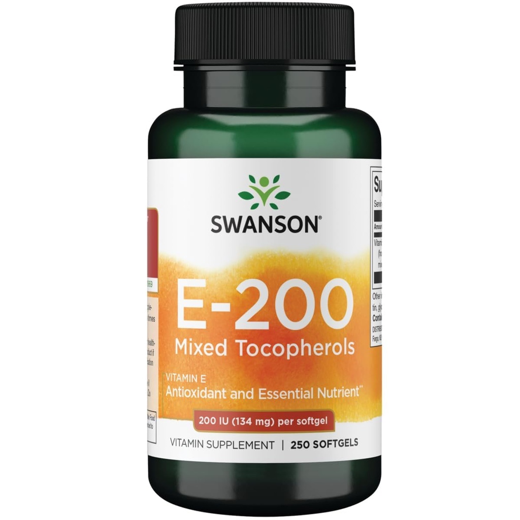 Swanson Vitamin E mešane tokoferole 200 Iu (134 miligramov) 250 sgel