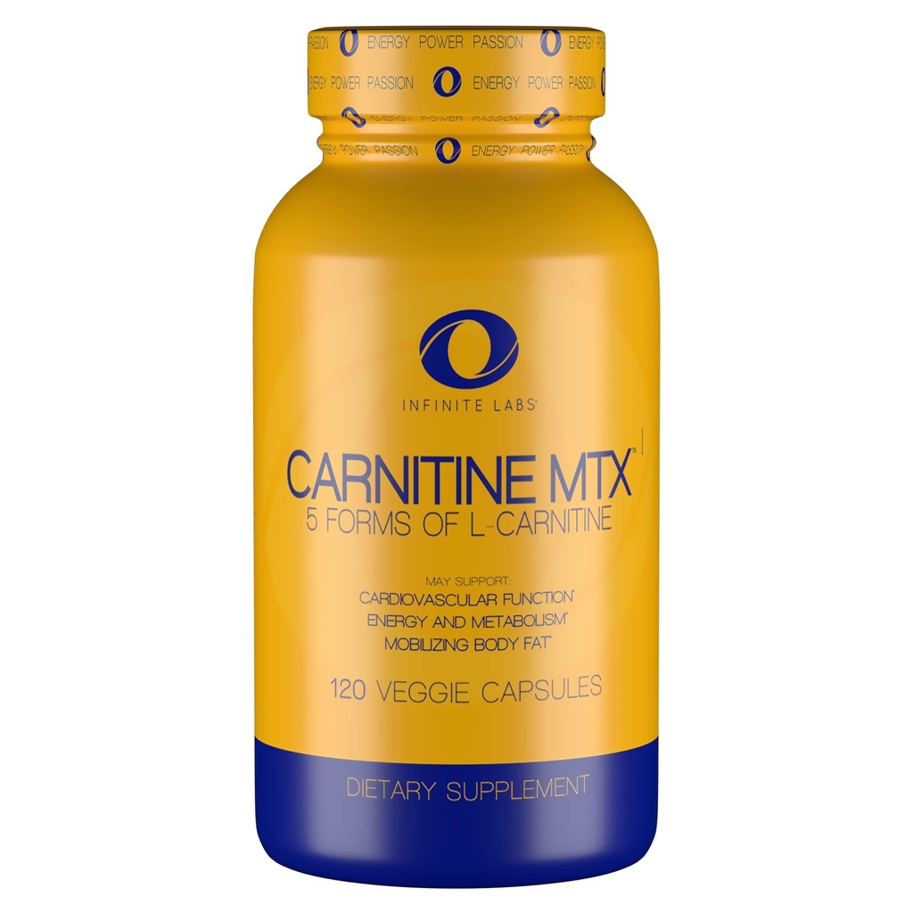 Infinite Labs L Carnitine 1000 mg MTX - Aminokislinska mešanica karnitinskega fumarata, L-karnitin L-tartrata, acetil L-karnitina, L-karnitina HCL, L-karnitinska baza 120 Veggie kapsule.