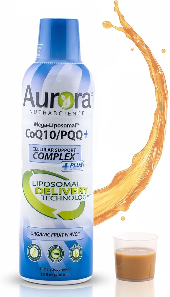 Aurora Nutrascience Mega-Liposomal CoQ10, PQQ & Vitamin C, Energy and Celcular Support, Gluten Free, Non-GMO, Sugar Free, Jagoda, 32 Serving, 16 fl oz