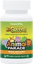 NaturesPlus živalske parade KidGreenz, tropski sadni okus - 90 živalske oblike, žvečljive tablete - pakiranje 2 - z Broccoli & Spinach - vegetarijansko, gluten brezplačno - 180 skupno serviranje