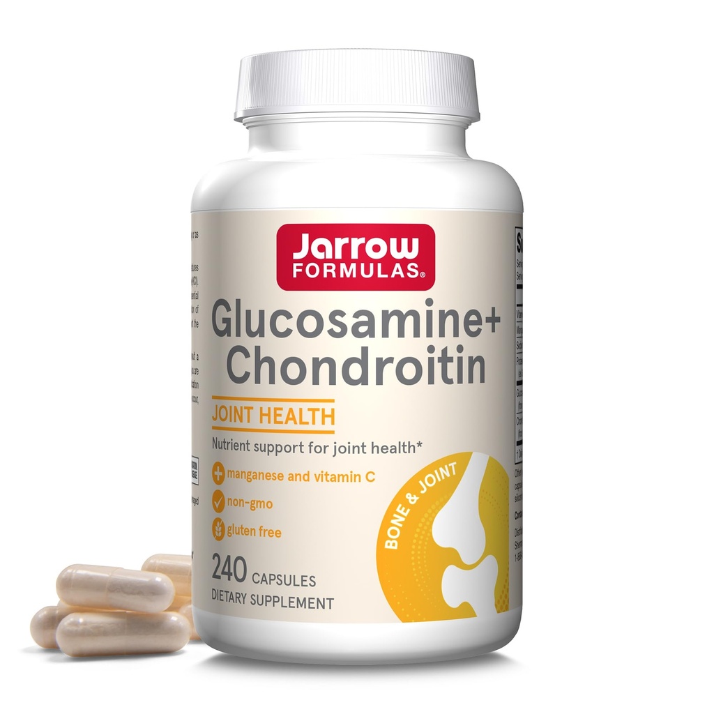 Jarrow Formulas Glukozamin + Chondroitin - 240 Kapsule - Nutrient Support of Joint Health - z vitaminom C & Manganese - 60 Servingov