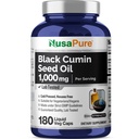 NusaPure Black Seed Oil 1.000 mg na Serving 180 kapsul softgel (Nen-GMO, Vegetarijanec) Hladno Presed Devica Nigella Sativa. Brez heksana