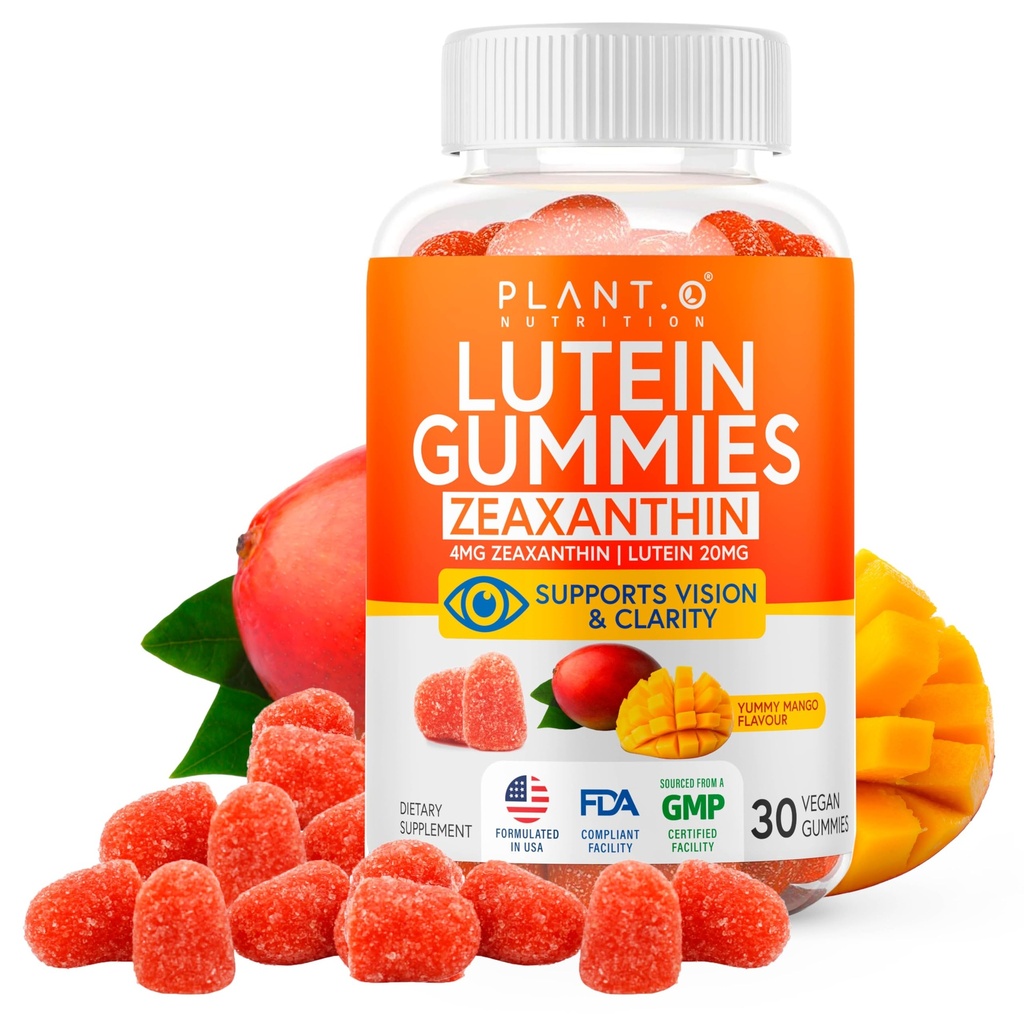 Lutein & Zeaksantin Gumies - Okusno Vegan Eye Health Vitamini Klinično raziskan 20 mg Lutein in Zeaksantin za vid Jasno suho oko Relief in modra svetloba podporo