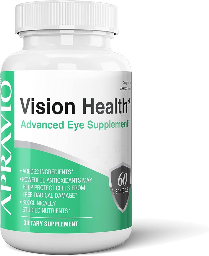 Vizija Napredno oči dodatek, AREDS2 Eye Vitamini w/vitamin C, vitamin E, cink, baker, lutein, Zeaksantin, & Antioksidanti za zdravje oči in zaščito oči, 60ct