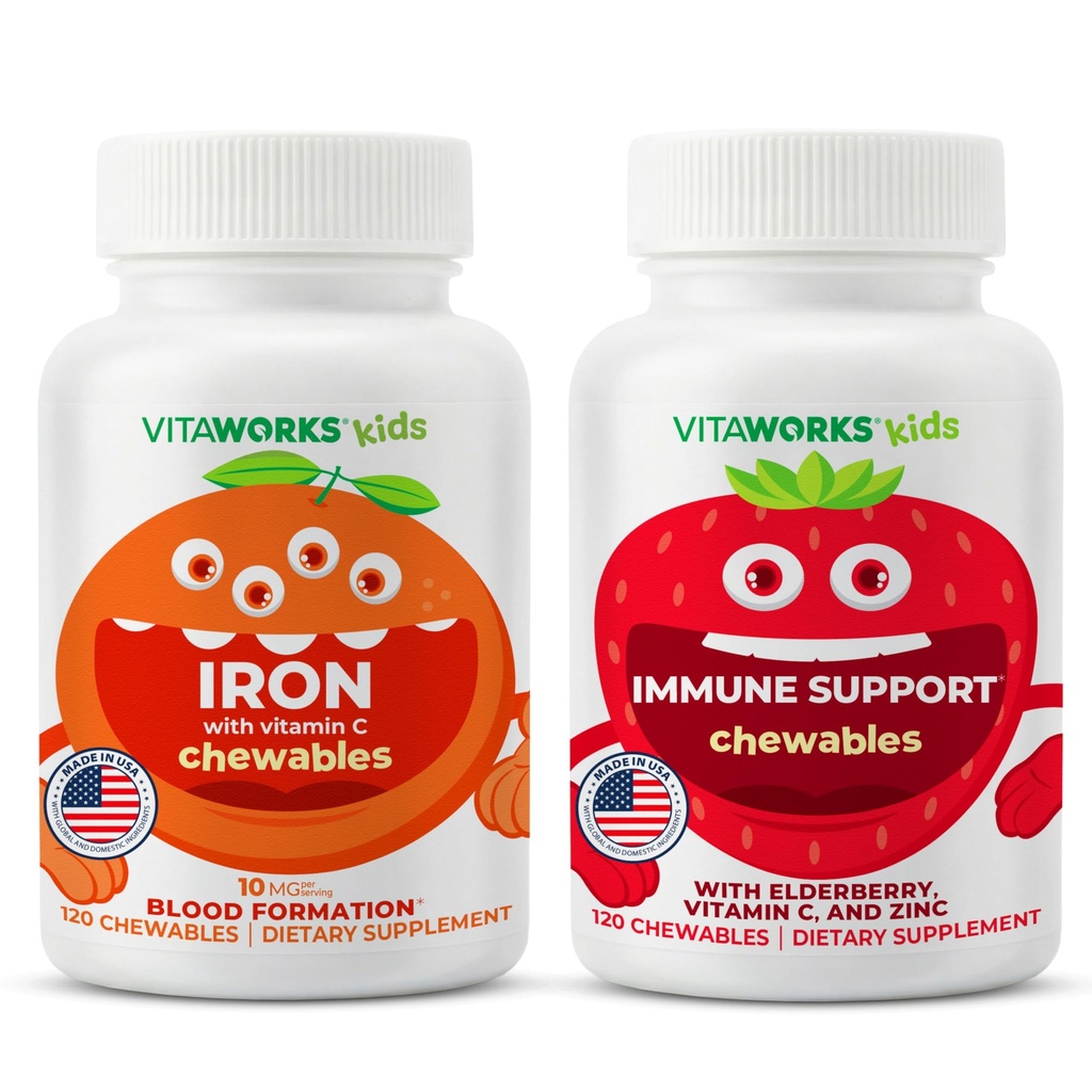 Otroci železo 10mg + vitamin C Žvečilni bonboni + Bezgovina + cink + C Žvečilni bonboni