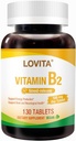 Lovita Vitamin B2 (Riboflavin) 100mg, čas sprostitve, 8 ur trajen, podpora Presnova in živčno zdravje, 130 Veganska tableta
