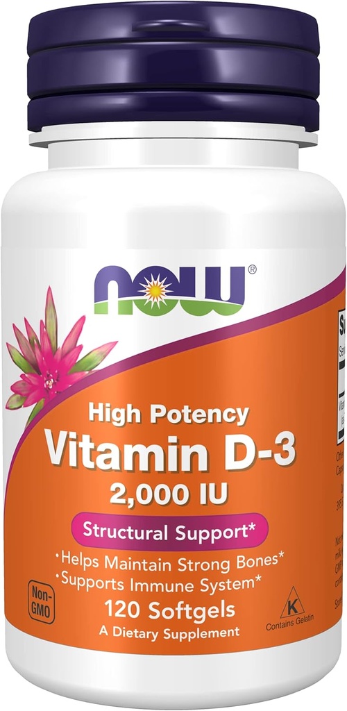 NOW Foods - Vit D-2000Iu 120 Sgels (paka 3)