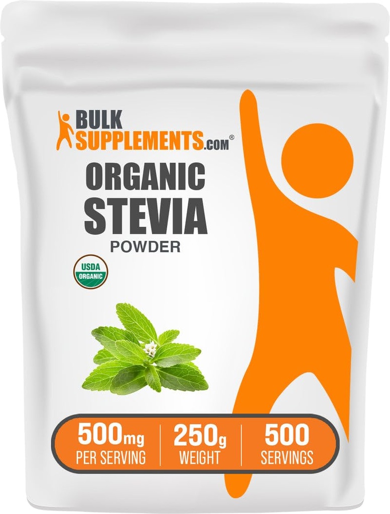 BulkSupplements.com Organic Stevia Powder - Pure sladilo, Izvira iz Stevia Leaves, Zeliščni dodatek - Vegan & Gluten Free, 500mg na Serving, 250g (8.8 oz) (Pack of 1)
