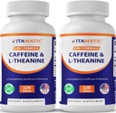Vitamatske tablete kofeina z L-teanino – 300 mg na tableto – 120 vegetarijanskih tablet (paket po 2, skupaj 240 tablet)