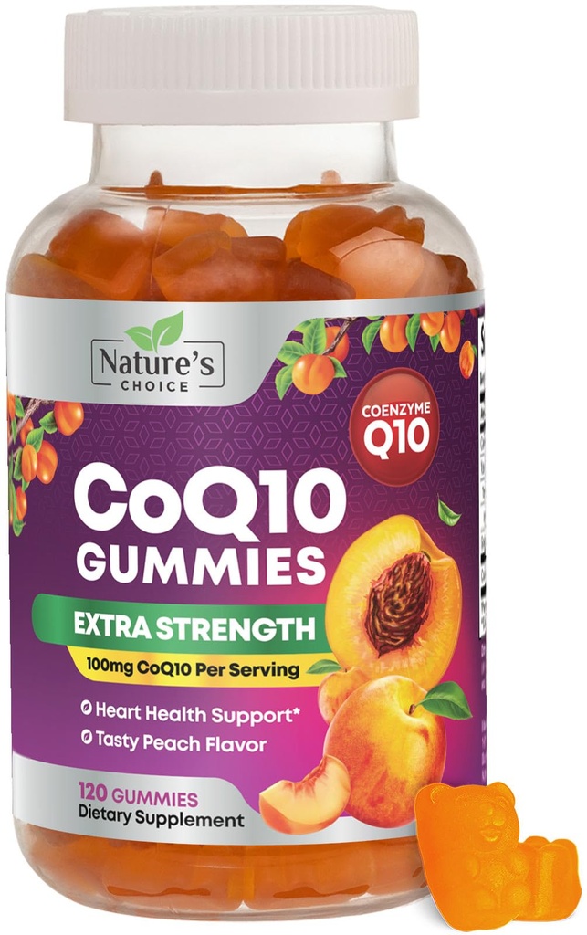 CoQ10 Gumiji za odrasle - koencim Q10 100mg na serviranje - 3X Jakost, visoka absorpcija Antioksidant dopolnilo za zdravje srca in proizvodnjo energije - Co Q10 (Coq 10) Dodatki - 120 Gumies