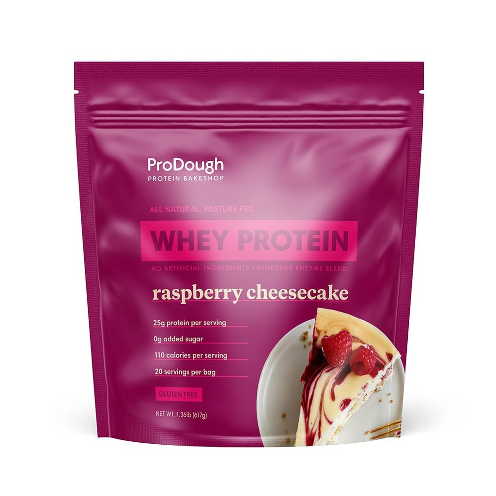 ProDough Gourmet Whey izolat Hidrolizirane beljakovine v prahu za stresanje Mix- Easy Digest Enzyme mešanica, 25g beljakovine na serviranje, naravne sestavine, Gluten brez, Keto prijazno (Rasberry Cheesecake)