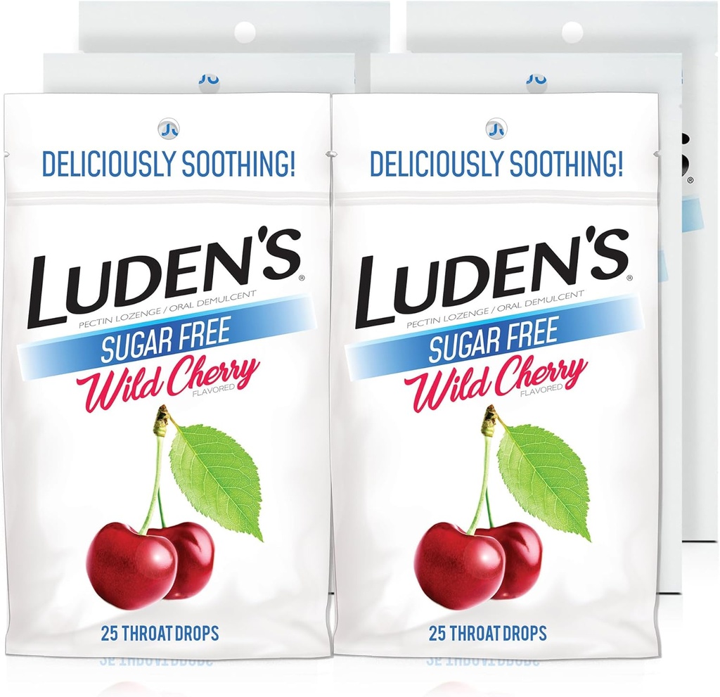Luden's Sugar Free Divje češnjevo grlo kapljice, vneto grlo Relief, 25 Count (6 Pack)