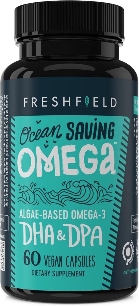 Ocean Reševanje Omega, Algae Omega 3, DHA dopolnilo, 2-mesečna dobava, trajno izvorno, najvišje ravni DHA na kapsulo (440 mg), w/DPA