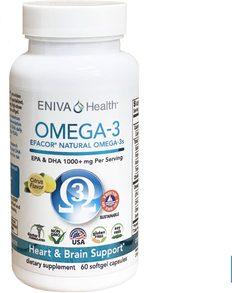 Eniva Omega-3 ribje olje visoko EPA/DHA Premium ribje olje dnevno (60 kapsul)