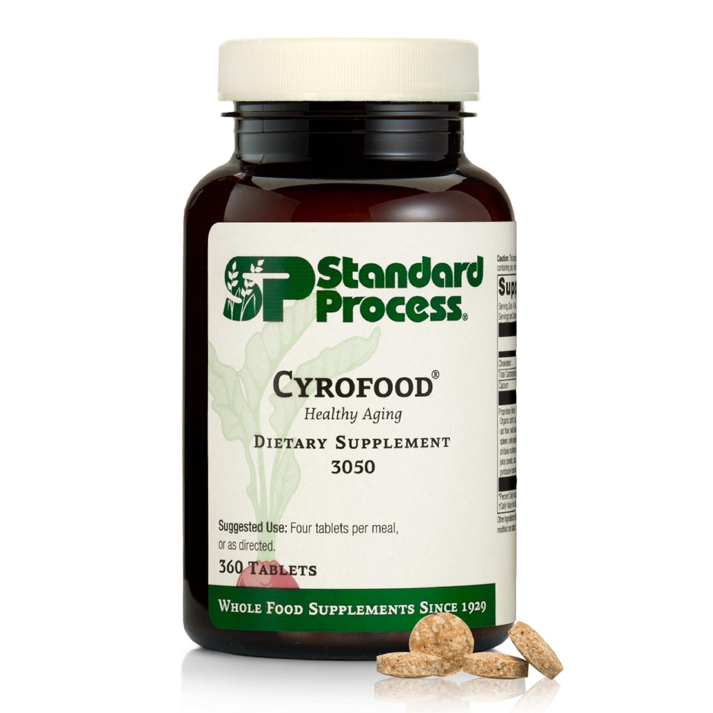 Standardni proces Cyrofood - Zdrava podpora za staranje dodatek - prehranska dopolnila z govejo nadledvično, Reishi gobe v prahu, organski koren & več - Cela hrana na osnovi dodatka - 360 tablet