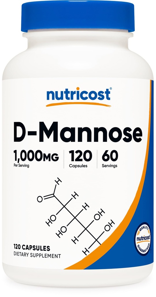 Nutricost D- Mannoza 1000 mg na serviranje, 120 kapsul - 500 mg na kapsulo, Zdravje sečil, ne-GMO in gluten