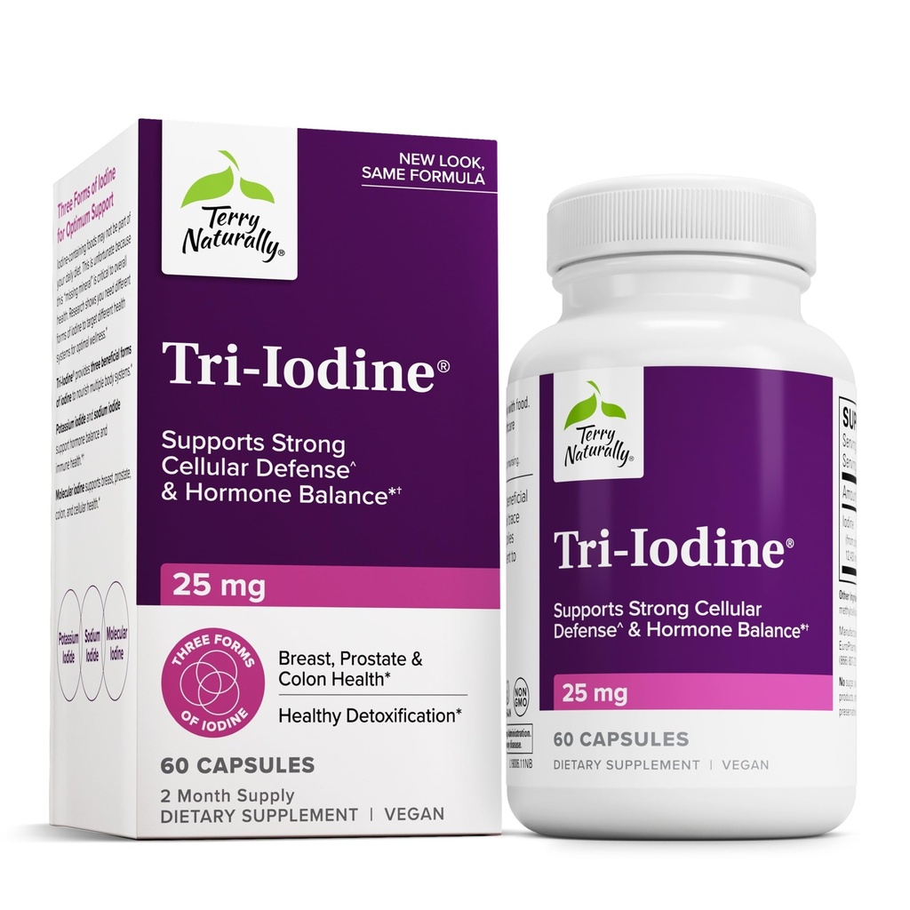 Terry Seveda Tri-Iodine - Prehranska dopolnila za podporo zdravju dojk in prostate - Zdrava funkcija ščitnice Dopolnilna pomoč - 25 mg, 60 kapsul
