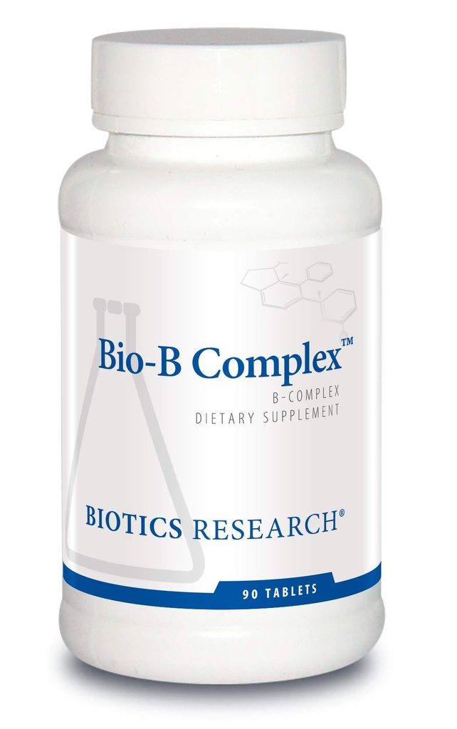 Biotics Raziskave Bio B Complex Visoka moč B-kompleks z Folat in vitamini B2, B6 in B12 za proizvodnjo energije, Podpira Kardiovaskularna funkcija, presnovne poti, zdravje možganov 90 Tabs