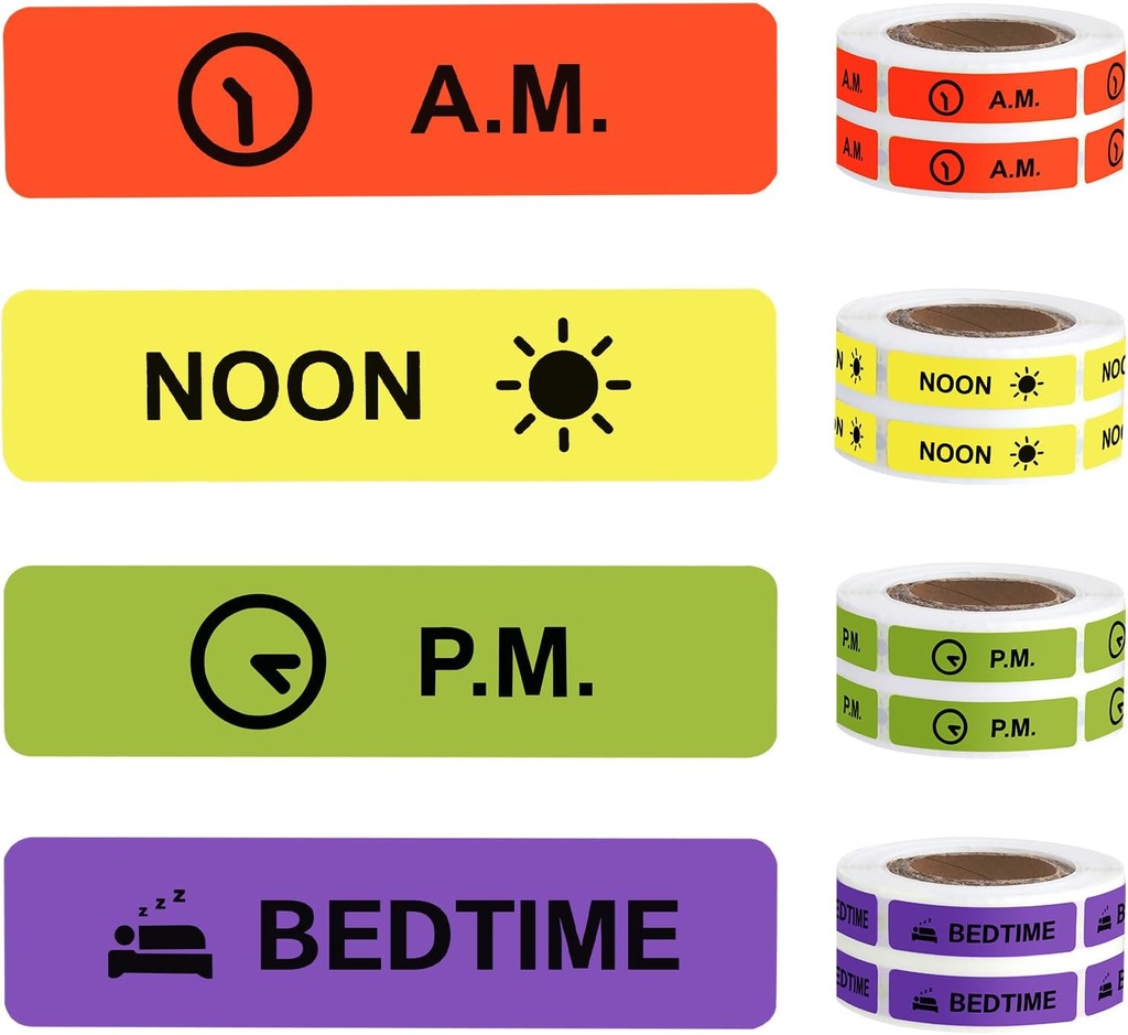 Medicine Nalepke Navodila za uporabo nalepka Stalni papir Oznaka AM NOON PM Čas Bedtime za tablete primeru Planner 0,4 * 1,6inch (500 na Roll 4 Pack)