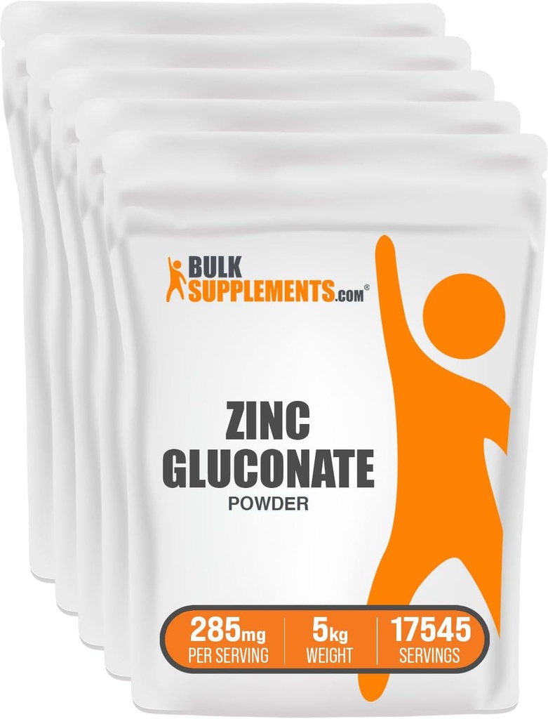 BulkSupplements.com cinkov glukonat v prahu - cink 40mg, cink v prahu - cink dodatek za imunske podpore - Gluten prost, 285mg na serviranje, 5kg (11 funtov) (Pack of 5)