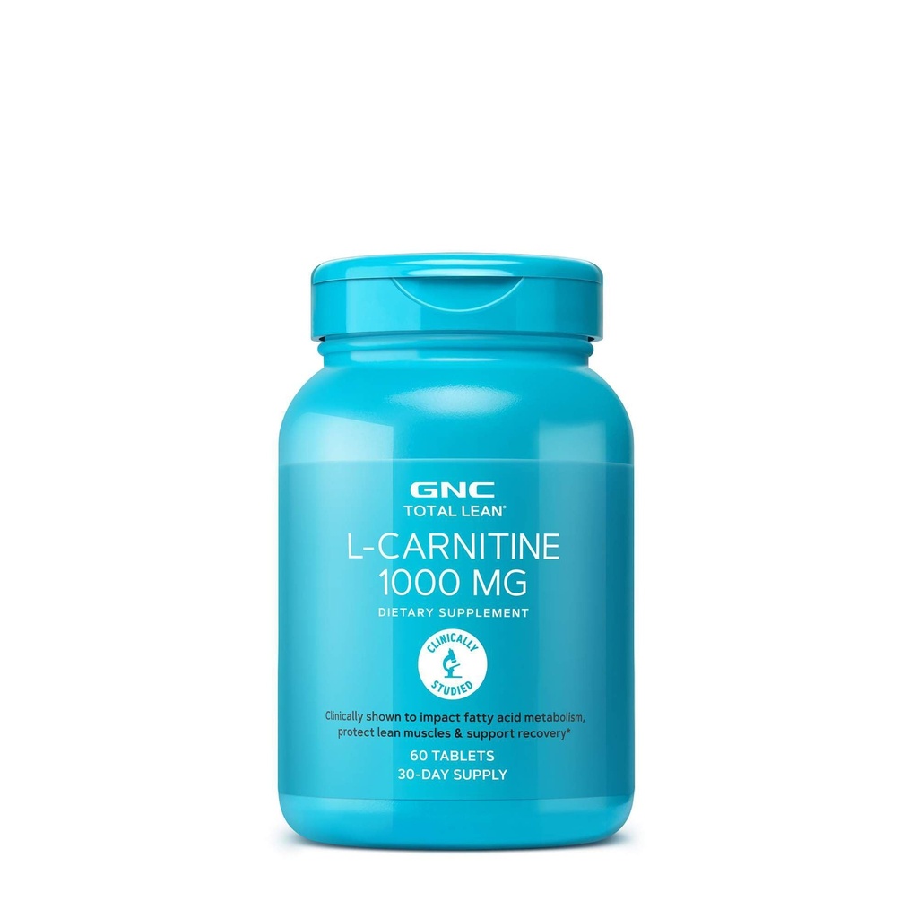GNC skupaj L-karnitin 1000mg, 60 tablet, podpira okrevanje in rast mišic