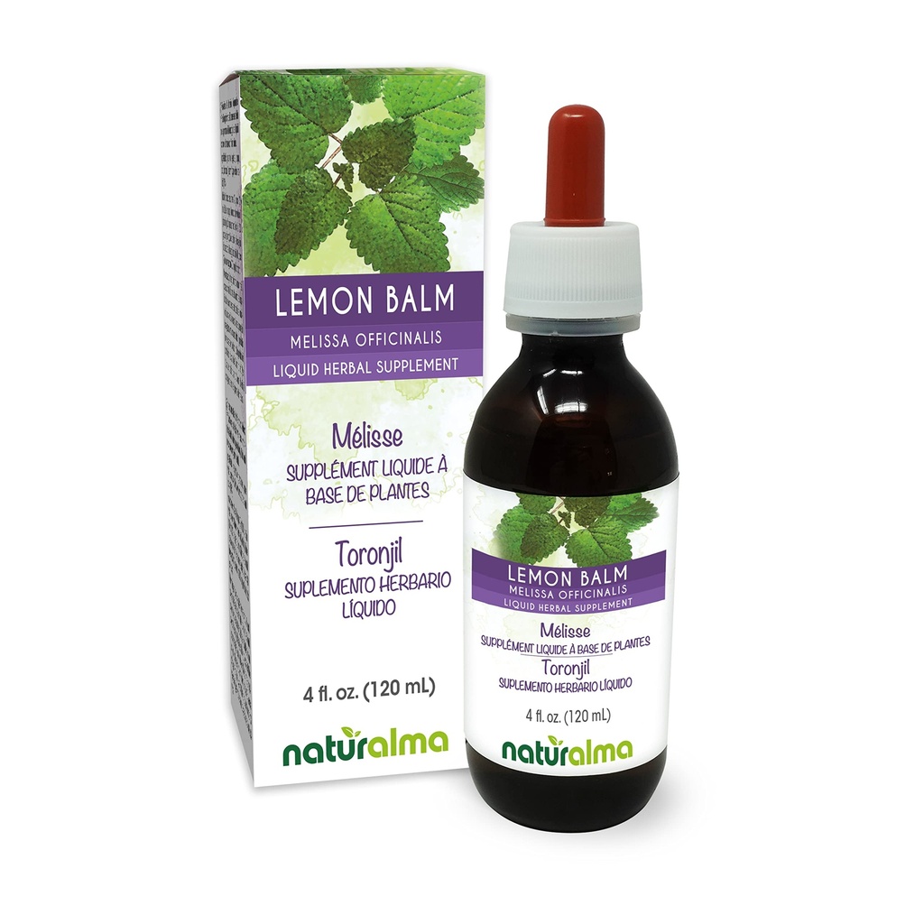 Naturalma Lemon Balm (Melissa officinalis) Leaf Alkohol-free Tinkture - 4 fl oz Tekoči ekstrakt v kapljice - Zeliščni dodatek - Vegan