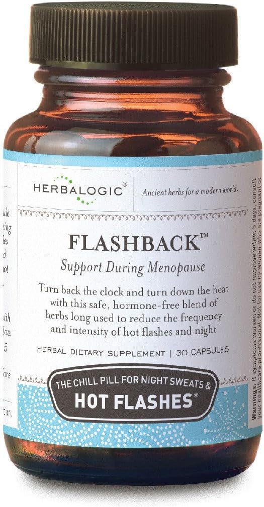 Herbalogic - Herb Capsules Flashback - naravni relief za menopavzalne vroče bliskavice, nočno potenje, nespečnost, razdražljivost in razpoloženje - 30 Cap Count