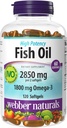 Webber Naturals Ribje olje 2850 mg, Visoka moč, 1.800 mg Omega-3 na strežbo, 120 Jasno Enteric softgels, Brez ribjega pookusa, Ultra-pooblaščena, Podpira srce, kognitivne, in skupno zdravje