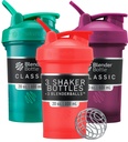 BlenderBottle Classic V2 Shaker steklenica kot nalašč za beljakovinske Shake in pred vadbo, 20-ounce (3 pakiranje), rdeča, zelena, Plum